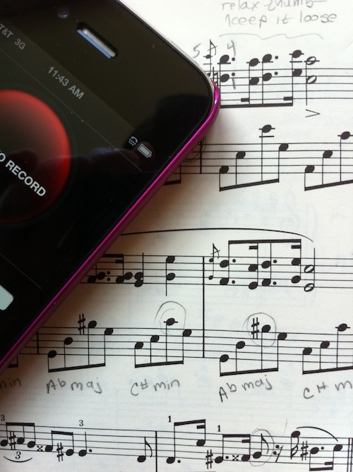 Sheet music with a metronome app