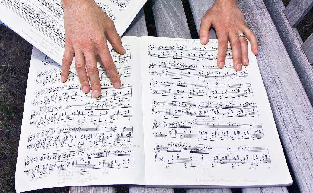 Open sheet music book
