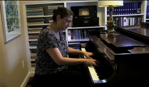 Harriet Kaplan performs Bach at her home piano