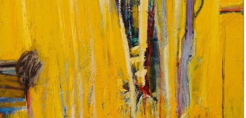 Abstract yellow oil painting