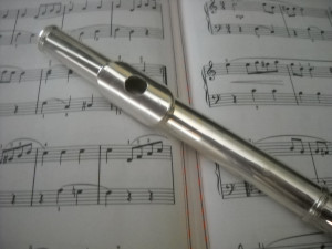 Flute on sheet music