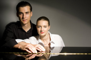 Anna and Dmitri Shelest duo at their piano