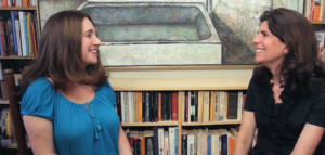 Simone Dinnerstein joins Nancy M. Williams seated at a library